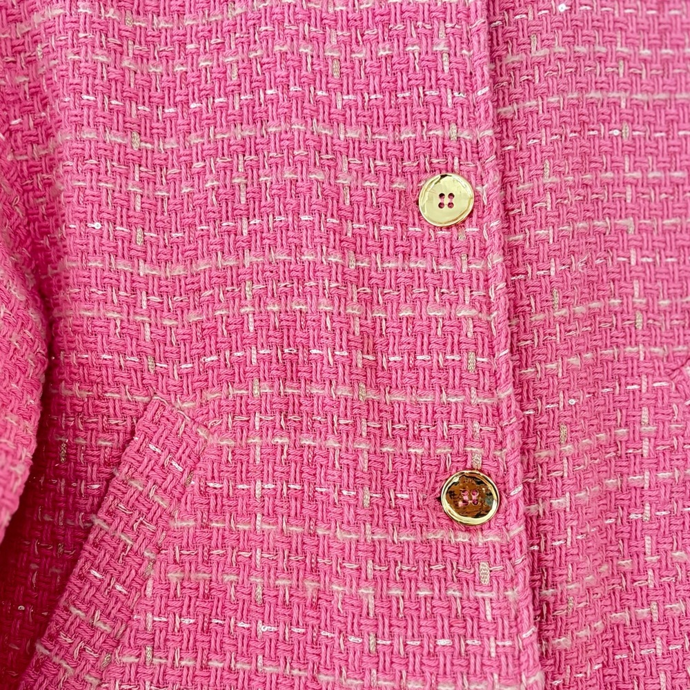 Zara Pink Tweed Cropped Jacket/Blazer | Size: S - Picture 2 of 3